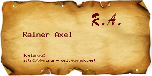 Rainer Axel névjegykártya